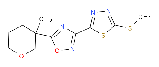 5-(3-methyltetrahydro-2H-pyran-3-yl)-3-(5-(methylthio)-1,3,4-thiadiazol-2-yl)-1,2,4-oxadiazole