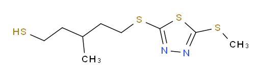 3-methyl-5-((5-(methylthio)-1,3,4-thiadiazol-2-yl)thio)pentane-1-thiol