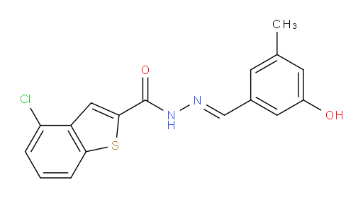 (E)-4-chloro-N'-(3-hydroxy-5-methylbenzylidene)benzo[b]thiophene-2-carbohydrazide
