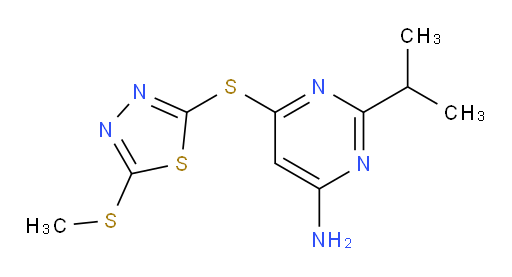 2-isopropyl-6-((5-(methylthio)-1,3,4-thiadiazol-2-yl)thio)pyrimidin-4-amine