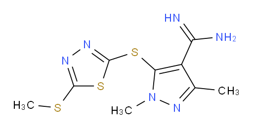 1,3-dimethyl-5-((5-(methylthio)-1,3,4-thiadiazol-2-yl)thio)-1H-pyrazole-4-carboximidamide