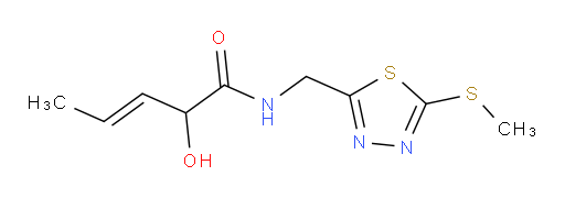 (E)-2-hydroxy-N-((5-(methylthio)-1,3,4-thiadiazol-2-yl)methyl)pent-3-enamide