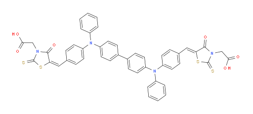 2,2'-((5Z,5'Z)-5,5'-((([1,1'-biphenyl]-4,4'-diylbis(phenylazanediyl))bis(4,1-phenylene))bis(methanylylidene))bis(4-oxo-2-thioxothiazolidin-3-yl-5-ylidene))diacetic acid
