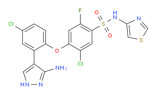 4-[2-(3-Amino-1H-pyrazol-4-yl)-4-chlorophenoxy]-5-chloro-2-fluoro-N-4-thiazolylbenzenesulfonamide (ACI)