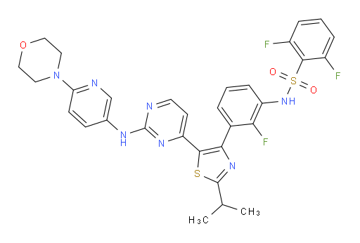2,6-Difluoro-N-[2-fluoro-3-[2-(1-methylethyl)-5-[2-[[6-(4-morpholinyl)-3-pyridinyl]amino]-4-pyrimidinyl]-4-thiazolyl]phenyl]benzenesulfonamide (ACI)