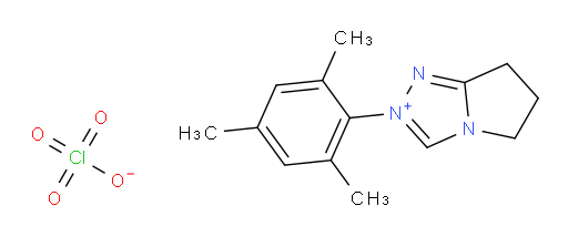 5H-Pyrrolo[2,1-c]-1,2,4-triazolium, 6,7-dihydro-2-(2,4,6-trimethylphenyl)-, perchlorate (1:1) (ACI)