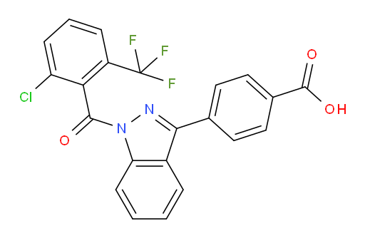4-[1-[2-Chloro-6-(trifluoromethyl)benzoyl]-1H-indazol-3-yl]benzoic acid (ACI)