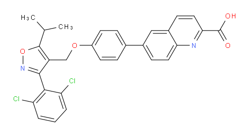 6-[4-[[3-(2,6-Dichlorophenyl)-5-(1-methylethyl)-4-isoxazolyl]methoxy]phenyl]-2-quinolinecarboxylic acid (ACI)