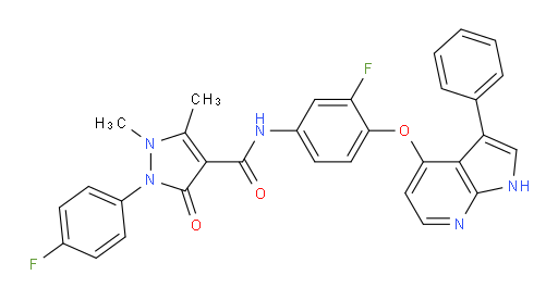 2-(4-Fluorophenyl)-N-[3-fluoro-4-[(3-phenyl-1H-pyrrolo[2,3-b]pyridin-4-yl)oxy]phenyl]-2,3-dihydro-1,5-dimethyl-3-oxo-1H-pyrazole-4-carboxamide (ACI)