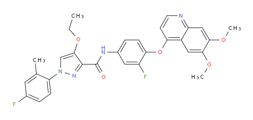N-[4-[(6,7-Dimethoxy-4-quinolinyl)oxy]-3-fluorophenyl]-4-ethoxy-1-(4-fluoro-2-methylphenyl)-1H-pyrazole-3-carboxamide (ACI)