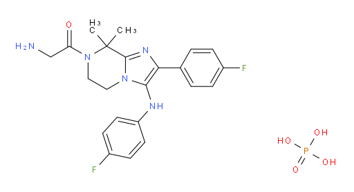 Ethanone, 2-amino-1-[2-(4-fluorophenyl)-3-[(4-fluorophenyl)amino]-5,6-dihydro-8,8-dimethylimidazo[1,2-a]pyrazin-7(8H)-yl]-, phosphate (1:2) (ACI)