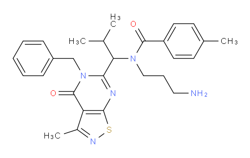 N-(3-Aminopropyl)-N-[1-[4,5-dihydro-3-methyl-4-oxo-5-(phenylmethyl)isothiazolo[5,4-d]pyrimidin-6-yl]-2-methylpropyl]-4-methylbenzamide (ACI)