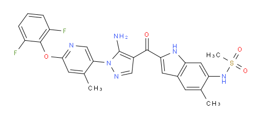 N-[2-[[5-Amino-1-[6-(2,6-difluorophenoxy)-4-methyl-3-pyridinyl]-1H-pyrazol-4-yl]carbonyl]-5-methyl-1H-indol-6-yl]methanesulfonamide (ACI)