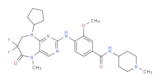 4-[(9-Cyclopentyl-7,7-difluoro-6,7,8,9-tetrahydro-5-methyl-6-oxo-5H-pyrimido[4,5-b][1,4]diazepin-2-yl)amino]-3-methoxy-N-(1-methyl-4-piperidinyl)benzamide (ACI)