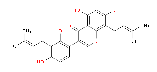 3-[2,4-Dihydroxy-3-(3-methyl-2-buten-1-yl)phenyl]-5,7-dihydroxy-8-(3-methyl-2-buten-1-yl)-4H-1-benzopyran-4-one (ACI)