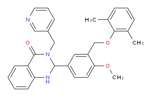 2-[3-[(2,6-Dimethylphenoxy)methyl]-4-methoxyphenyl]-2,3-dihydro-3-(3-pyridinylmethyl)-4(1H)-quinazolinone (ACI)