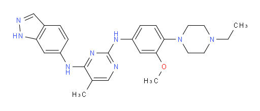 N2-[4-(4-Ethyl-1-piperazinyl)-3-methoxyphenyl]-N4-1H-indazol-6-yl-5-methyl-2,4-pyrimidinediamine (ACI)
