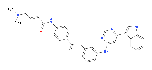 4-[[(2E)-4-(Dimethylamino)-1-oxo-2-buten-1-yl]amino]-N-[3-[[6-(1H-indol-3-yl)-4-pyrimidinyl]amino]phenyl]benzamide (ACI)