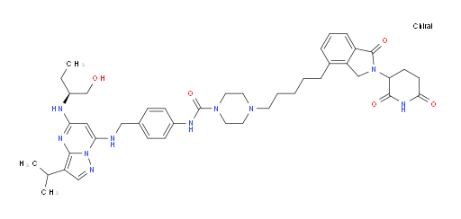 4-[5-[2-(2,6-Dioxo-3-piperidinyl)-2,3-dihydro-1-oxo-1H-isoindol-4-yl]pentyl]-N-[4-[[[5-[[(1S)-1-(hydroxymethyl)propyl]amino]-3-(1-methylethyl)pyrazolo[1,5-a]pyrimidin-7-yl]amino]methyl]phenyl]-1-piperazinecarboxamide (ACI)