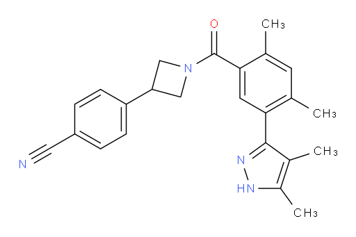 4-[1-[5-(4,5-Dimethyl-1H-pyrazol-3-yl)-2,4-dimethylbenzoyl]-3-azetidinyl]benzonitrile (ACI)