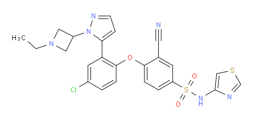 4-[4-Chloro-2-[1-(1-ethyl-3-azetidinyl)-1H-pyrazol-5-yl]phenoxy]-3-cyano-N-4-thiazolylbenzenesulfonamide (ACI)