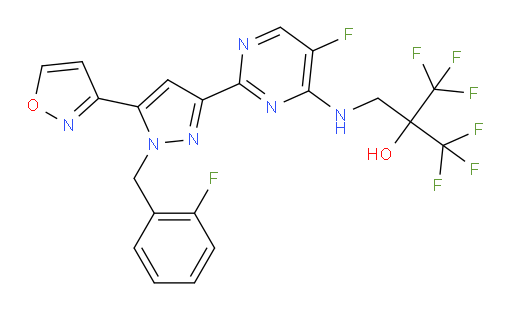 1,1,1,3,3,3-Hexafluoro-2-[[[5-fluoro-2-[1-[(2-fluorophenyl)methyl]-5-(3-isoxazolyl)-1H-pyrazol-3-yl]-4-pyrimidinyl]amino]methyl]-2-propanol (ACI)