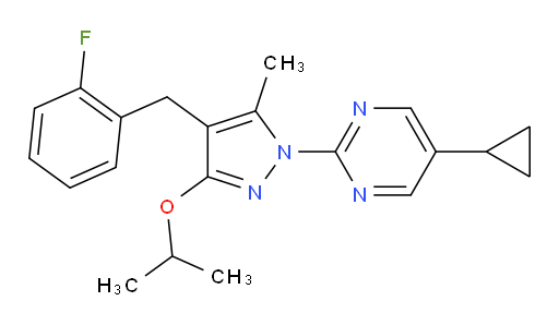 5-Cyclopropyl-2-[4-[(2-fluorophenyl)methyl]-5-methyl-3-(1-methylethoxy)-1H-pyrazol-1-yl]pyrimidine (ACI)