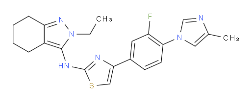 2-Ethyl-N-[4-[3-fluoro-4-(4-methyl-1H-imidazol-1-yl)phenyl]-2-thiazolyl]-4,5,6,7-tetrahydro-2H-indazol-3-amine (ACI)