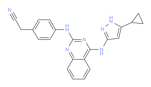 4-[[4-[(5-Cyclopropyl-1H-pyrazol-3-yl)amino]-2-quinazolinyl]amino]benzeneacetonitrile (ACI)