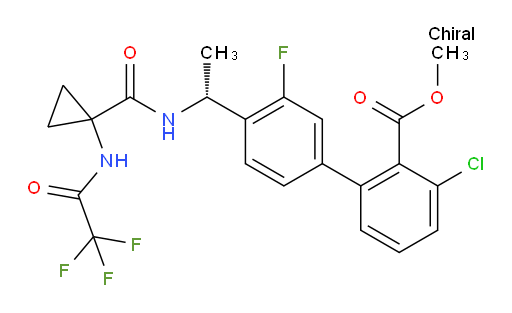 Methyl 3-chloro-3′-fluoro-4′-[(1R)-1-[[[1-[(2,2,2-trifluoroacetyl)amino]cyclopropyl]carbonyl]amino]ethyl][1,1′-biphenyl]-2-carboxylate (ACI)