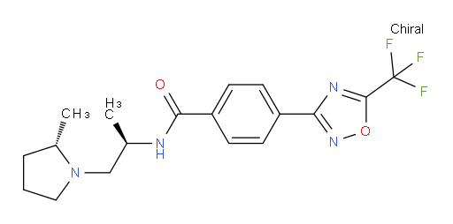 Benzamide, N-[(1R)-1-methyl-2-[(2S)-2-methyl-1-pyrrolidinyl]ethyl]-4-[5-(trifluoromethyl)-1,2,4-oxadiazol-3-yl]- (ACI)