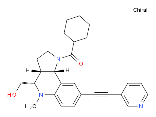Cyclohexyl[(3aR,4S,9bS)-2,3,3a,4,5,9b-hexahydro-4-(hydroxymethyl)-5-methyl-8-[2-(3-pyridinyl)ethynyl]-1H-pyrrolo[3,2-c]quinolin-1-yl]methanone (ACI)