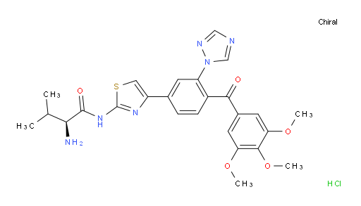 Butanamide, 2-amino-3-methyl-N-[4-[3-(1H-1,2,4-triazol-1-yl)-4-(3,4,5-trimethoxybenzoyl)phenyl]-2-thiazolyl]-, hydrochloride (1:1), (2S)- (ACI)
