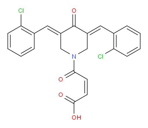 (2Z)-4-[(3E,5E)-3,5-Bis[(2-chlorophenyl)methylene]-4-oxo-1-piperidinyl]-4-oxo-2-butenoic acid (ACI)