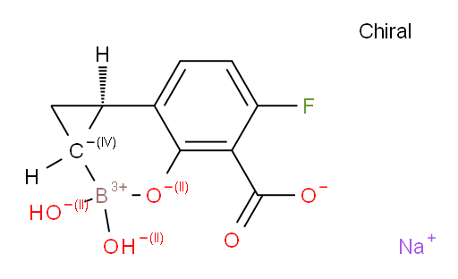 Borate(2-), [3-[(1R,2S)-cyclopropyl-κC2]-6-fluoro-2-(hydroxy-κO)benzoato(3-)]dihydroxy-, sodium (1:2), (T-4)- (ACI)