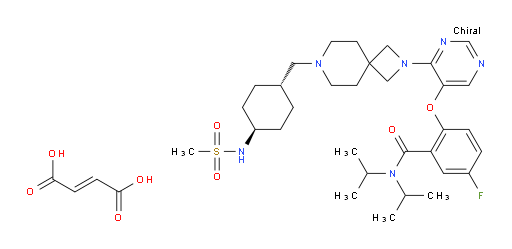 Benzamide, 5-fluoro-N,N-bis(1-methylethyl)-2-[[4-[7-[[trans-4-[(methylsulfonyl)amino]cyclohexyl]methyl]-2,7-diazaspiro[3.5]non-2-yl]-5-pyrimidinyl]oxy]-, (2E)-2-butenedioate (2:3) (ZCI)