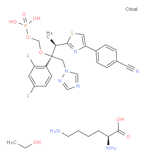 L-Lysine, compd. with 4-[2-[(1R,2R)-2-(2,4-difluorophenyl)-1-methyl-2-[(phosphonooxy)methoxy]-3-(1H-1,2,4-triazol-1-yl)propyl]-4-thiazolyl]benzonitrile and ethanol (1:1:1)