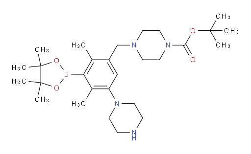 tert-butyl 4-{[2,4-dimethyl-5-(piperazin-1-yl)-3-(4,4,5,5-tetramethyl-1,3,2-dioxaborolan-2-yl)phenyl]methyl}piperazine-1-carboxylate