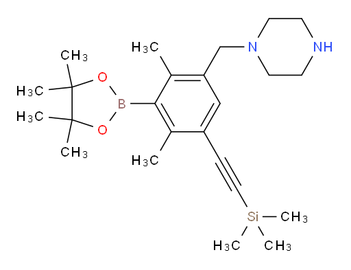 1-{[2,4-dimethyl-3-(4,4,5,5-tetramethyl-1,3,2-dioxaborolan-2-yl)-5-[2-(trimethylsilyl)ethynyl]phenyl]methyl}piperazine