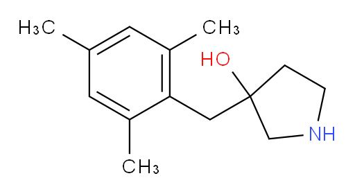 3-[(2,4,6-trimethylphenyl)methyl]pyrrolidin-3-ol