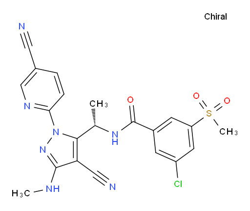 (S)-3-chloro-N-(1-(4-cyano-1-(5-cyanopyridin-2-yl)-3-(methylamino)-1H-pyrazol-5-yl)ethyl)-5-(methylsulfonyl)benzamide