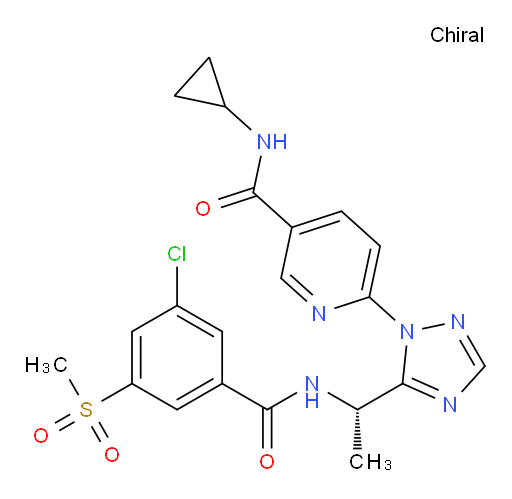 (S)-6-(5-(1-(3-chloro-5-(methylsulfonyl)benzamido)ethyl)-1H-1,2,4-triazol-1-yl)-N-cyclopropylnicotinamide