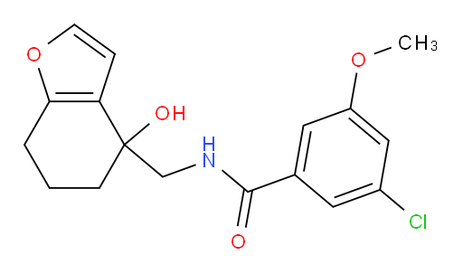 3-chloro-N-((4-hydroxy-4,5,6,7-tetrahydrobenzofuran-4-yl)methyl)-5-methoxybenzamide