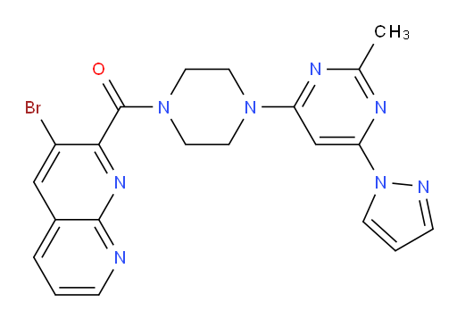 (3-bromo-1,8-naphthyridin-2-yl)(4-(2-methyl-6-(1H-pyrazol-1-yl)pyrimidin-4-yl)piperazin-1-yl)methanone