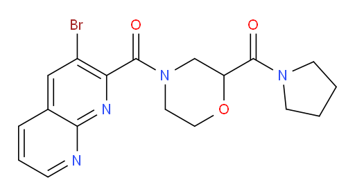 (3-bromo-1,8-naphthyridin-2-yl)(2-(pyrrolidine-1-carbonyl)morpholino)methanone