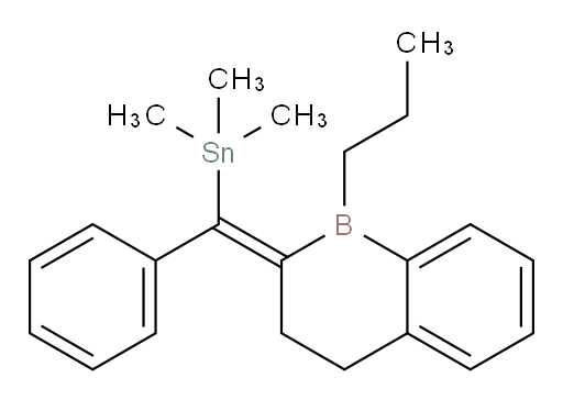 (E)-trimethyl(phenyl(1-propyl-3,4-dihydrobenzo[b]borinin-2(1H)-ylidene)methyl)stannane