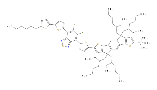 5,6-difluoro-4-(5'-hexyl-[2,2'-bithiophen]-5-yl)-7-(5-(4,4,9,9-tetrakis(2-ethylhexyl)-7-(trimethylstannyl)-4,9-dihydro-s-indaceno[1,2-b:5,6-b']dithiophen-2-yl)thiophen-2-yl)benzo[c][1,2,5]thiadiazole
