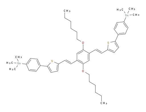 ((5,5'-((1E,1'E)-(2,5-bis(hexyloxy)-1,4-phenylene)bis(ethene-2,1-diyl))bis(thiophene-5,2-diyl))bis(4,1-phenylene))bis(trimethylstannane)