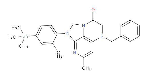5-benzyl-7-methyl-1-(2-methyl-4-(trimethylstannyl)phenyl)-4,5-dihydro-1H-1,2a,5,8-tetraazaacenaphthylen-3(2H)-one