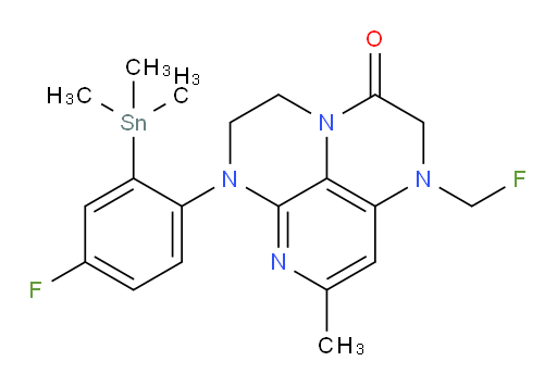 6-(4-fluoro-2-(trimethylstannyl)phenyl)-1-(fluoromethyl)-8-methyl-1,2,5,6-tetrahydro-1,3a,6,7-tetraazaphenalen-3(4H)-one